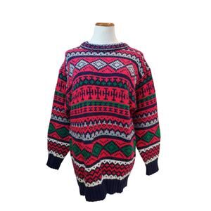 Bravo Handknits Vintage 1980s Multicolor Sweater Size Medium